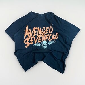 Avenged Sevenfold T-Shirt 2XL Skull Logo Bat Wings Black Band Metal Tee